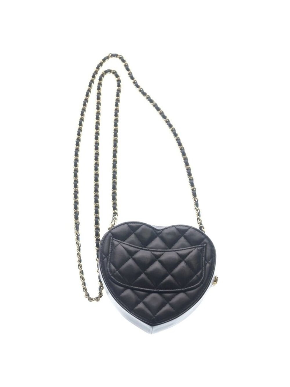 Chanel Heart Chain Shoulder Bag Black Lambskin Gold - Picture 2 of 6
